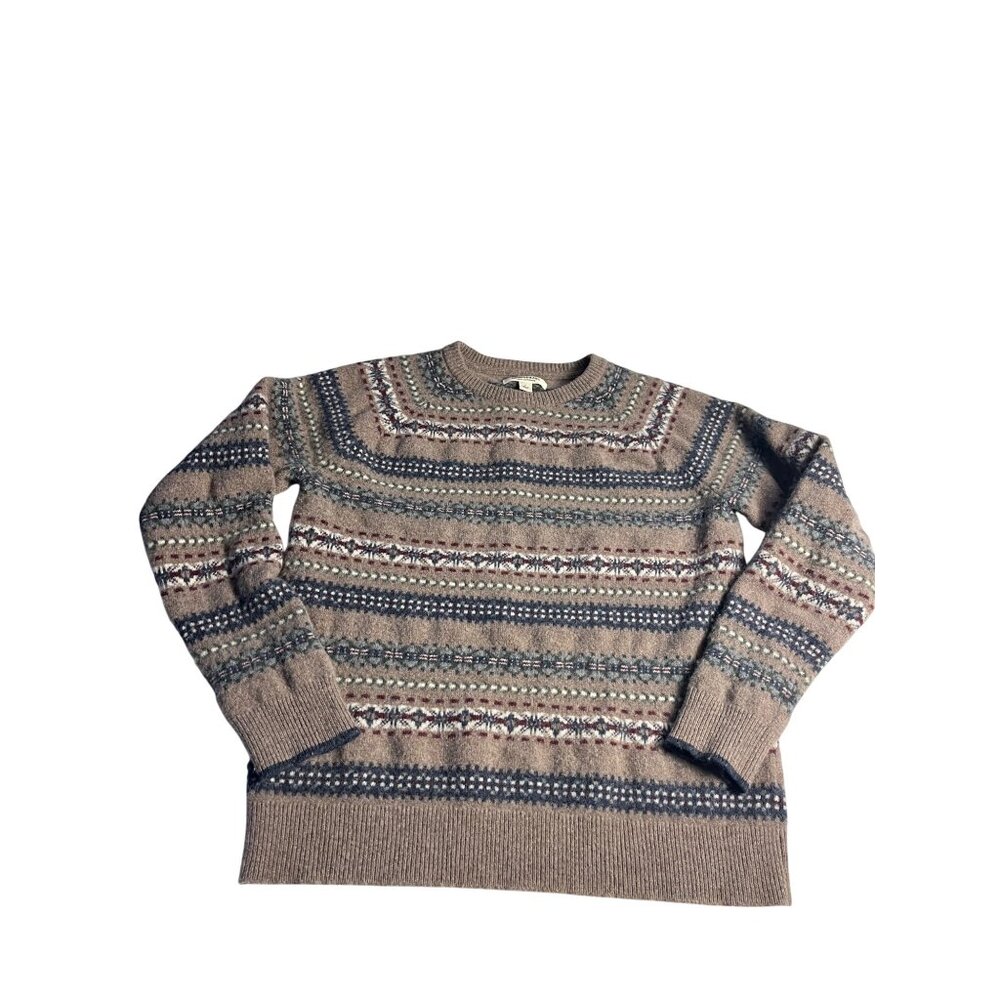Goodthreads womens Lambswool Fair Isle Sweater L Brown/Multicolor